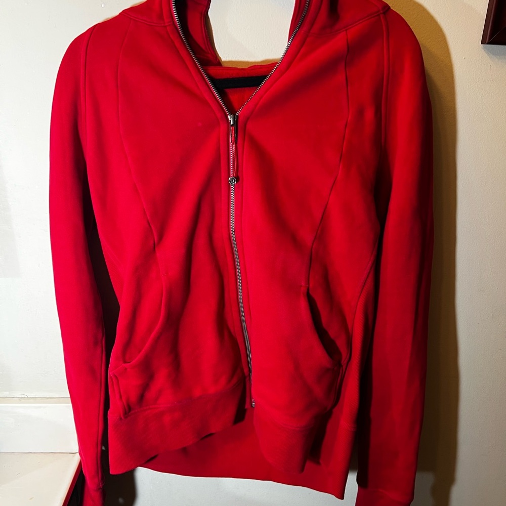 Red Women’s Zip-Up Scuba Hoodie Jacket